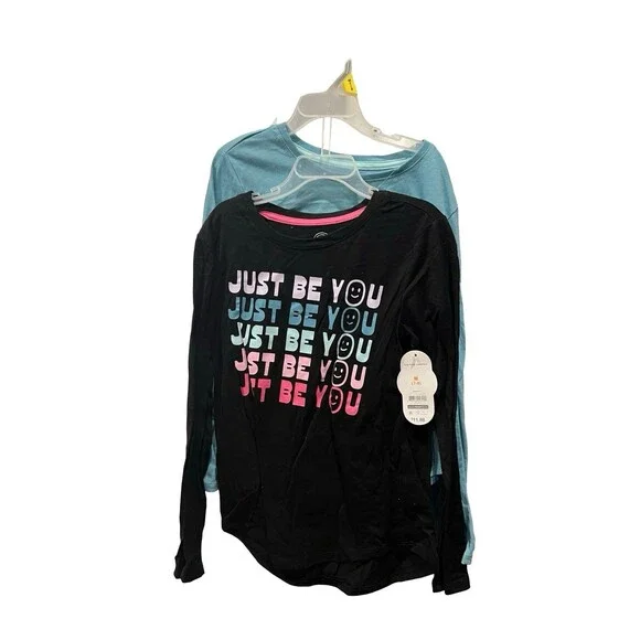 Wonder Nation Girls’ Long Sleeve Graphic T-Shirts, 2-Pack, Size M (7-8) - Picture 2 of 2